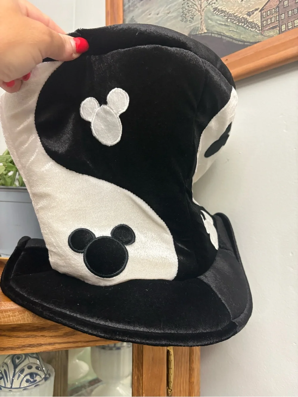 Disney Black and White Plush Mickey Logo Hat